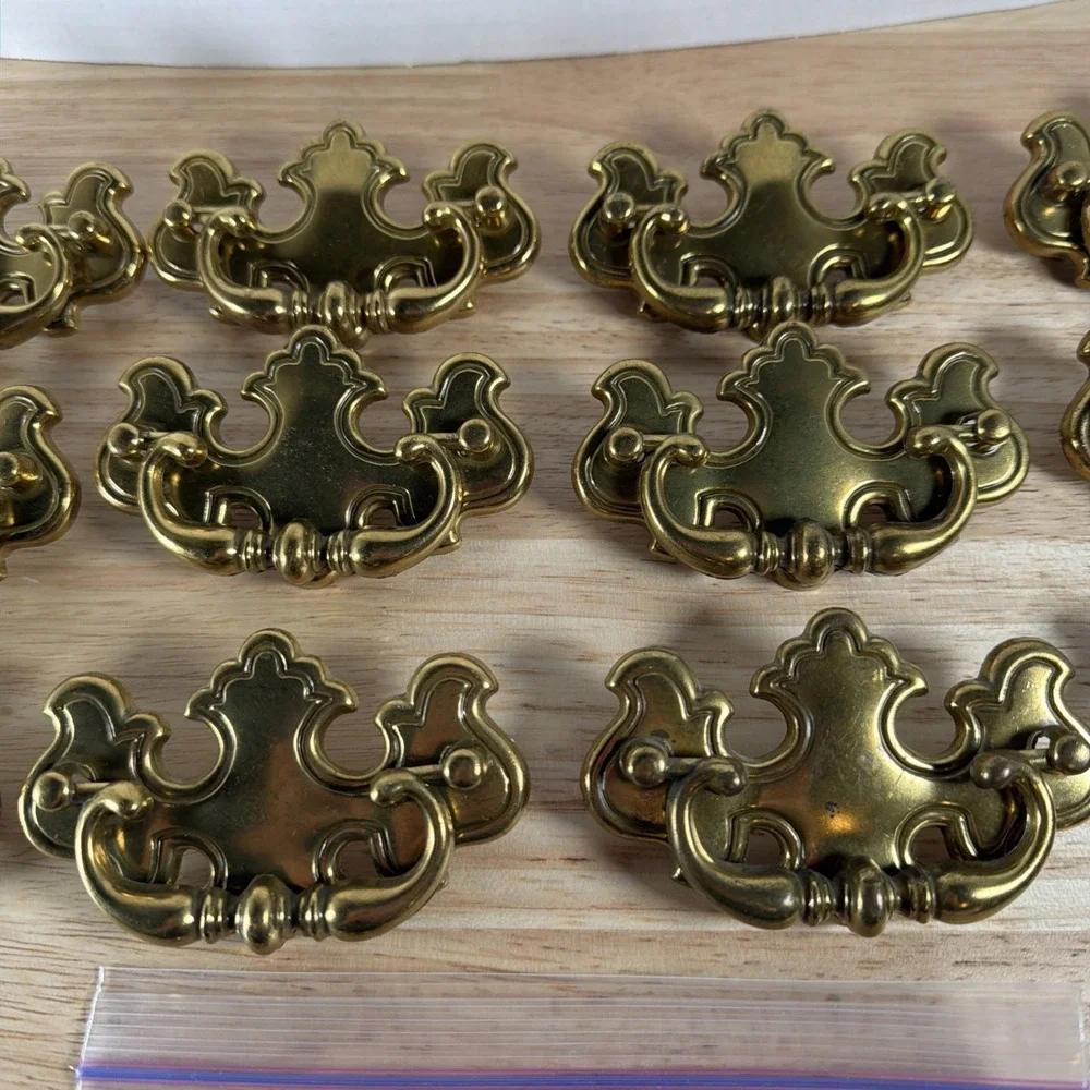 Lot of 12 Vintage 1985 Ilco UNICAN, INC. Canada Brass Drawer Pull 3.5